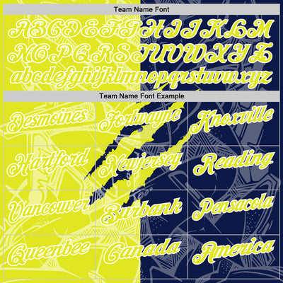 Custom Graffiti Pattern Neon Yellow Navy-White 3D Scratch Performance Polo Shirt