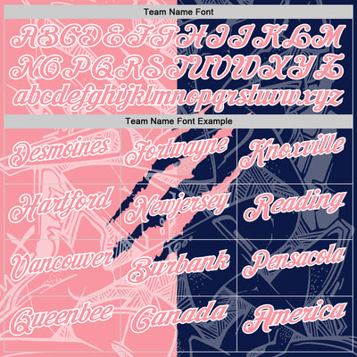 Custom Graffiti Pattern Medium Pink Navy-White 3D Scratch Performance Polo Shirt