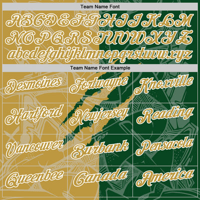 Custom Graffiti Pattern Old Gold Green-White 3D Scratch Performance Polo Shirt