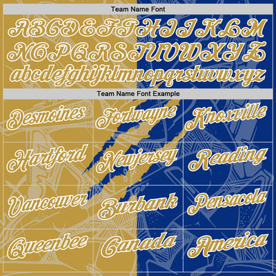 Custom Graffiti Pattern Old Gold Royal-White 3D Scratch Performance Polo Shirt