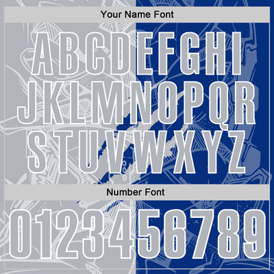 Custom Graffiti Pattern Gray Royal-White 3D Scratch Performance Polo Shirt