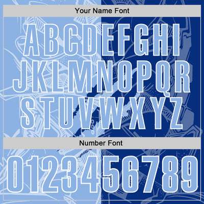 Custom Graffiti Pattern Light Blue Royal-White 3D Scratch Performance Polo Shirt