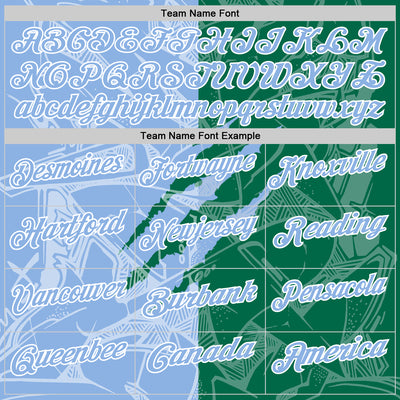 Custom Graffiti Pattern Light Blue Kelly Green-White 3D Scratch Performance Polo Shirt