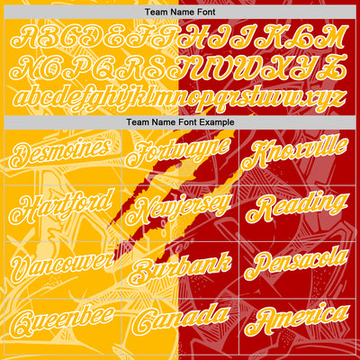 Custom Graffiti Pattern Gold Red-White 3D Scratch Performance Polo Shirt