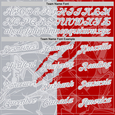 Custom Graffiti Pattern Gray Red-White 3D Scratch Performance Polo Shirt