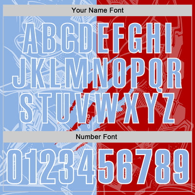 Custom Graffiti Pattern Light Blue Red-White 3D Scratch Performance Polo Shirt