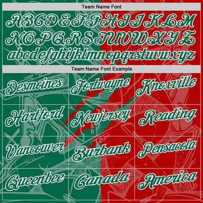 Custom Graffiti Pattern Kelly Green Red-White 3D Scratch Performance Polo Shirt