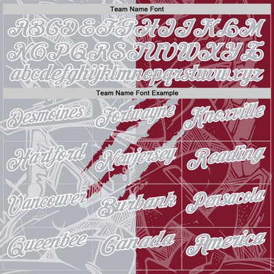 Custom Graffiti Pattern Gray Crimson-White 3D Scratch Performance Polo Shirt