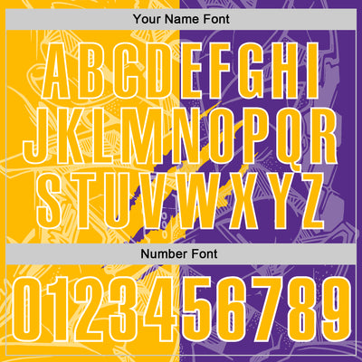 Custom Graffiti Pattern Gold Purple-White 3D Scratch Performance Polo Shirt