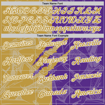 Custom Graffiti Pattern Old Gold Purple-White 3D Scratch Performance Polo Shirt