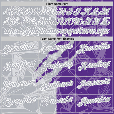 Custom Graffiti Pattern Gray Purple-White 3D Scratch Performance Polo Shirt