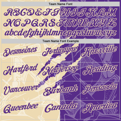 Custom Graffiti Pattern Purple-Cream 3D Scratch Performance Polo Shirt