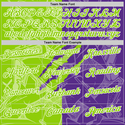 Custom Graffiti Pattern Neon Green Purple-White 3D Scratch Performance Polo Shirt