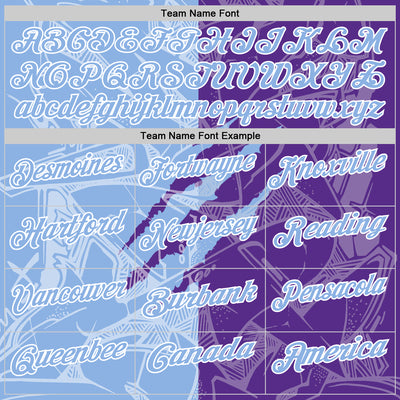 Custom Graffiti Pattern Light Blue Purple-White 3D Scratch Performance Polo Shirt