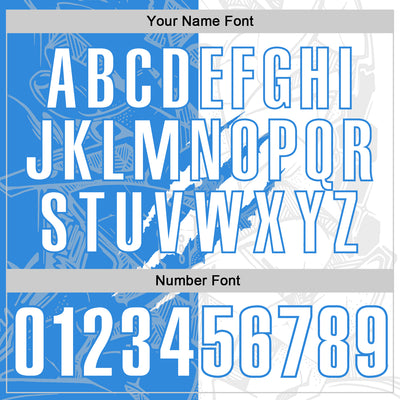 Custom Graffiti Pattern White-Powder Blue 3D Scratch Performance Polo Shirt