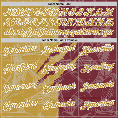 Custom Graffiti Pattern Old Gold Burgundy-White 3D Scratch Performance Polo Shirt