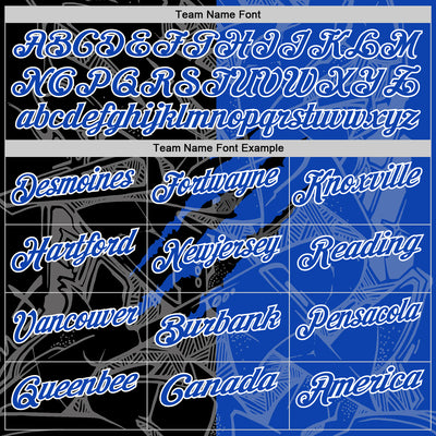 Custom Graffiti Pattern Thunder Blue Black-White 3D Scratch Performance Polo Shirt