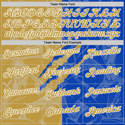 Custom Graffiti Pattern Old Gold Thunder Blue-White 3D Scratch Performance Polo Shirt