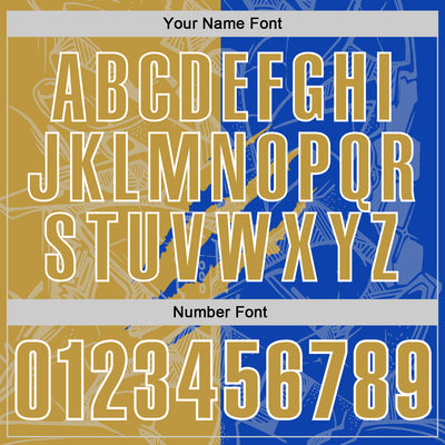 Custom Graffiti Pattern Old Gold Thunder Blue-White 3D Scratch Performance Polo Shirt