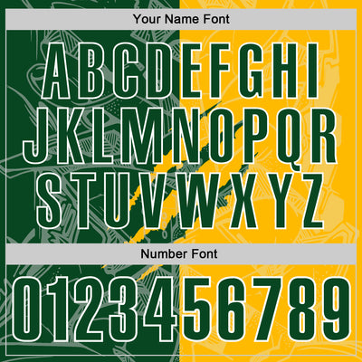 Custom Graffiti Pattern Green Gold-White 3D Scratch Performance Polo Shirt