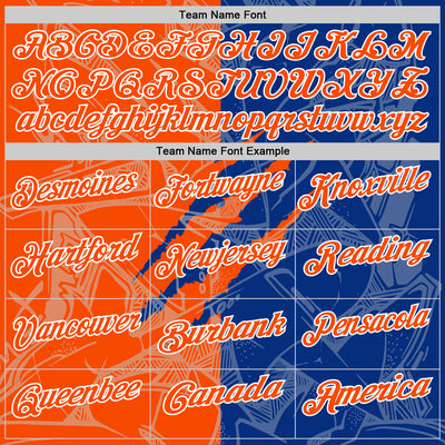 Custom Graffiti Pattern Orange Royal-White 3D Scratch Performance Polo Shirt