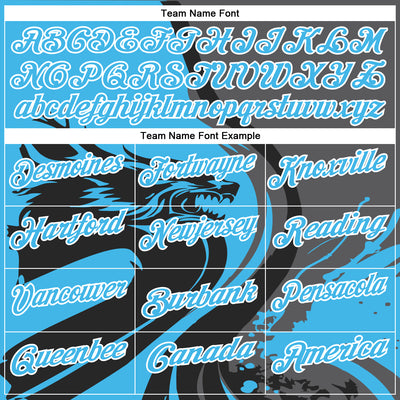 Custom Black Sky Blue Steel Gray-White 3D Pattern Design Animal Wolf And Splash Performance Polo Shirt