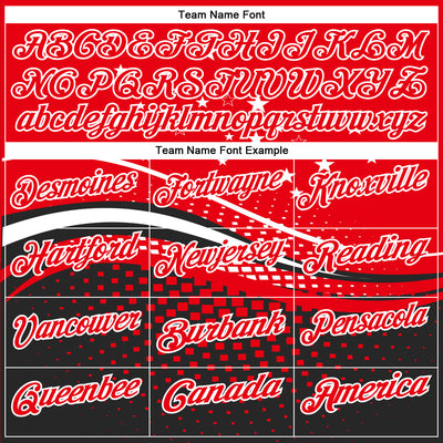 Custom Fire Red Black-White 3D Pattern Design Star And Geometric Shapes Performance Polo Shirt