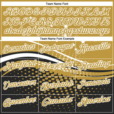 Custom Old Gold Black-White 3D Pattern Design Star And Geometric Shapes Performance Polo Shirt