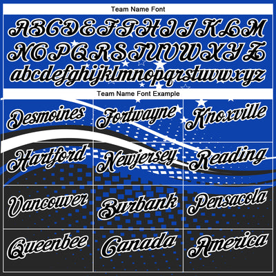 Custom Thunder Blue Black-White 3D Pattern Design Star And Geometric Shapes Performance Polo Shirt