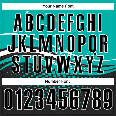 Custom Aqua Black-White 3D Pattern Design Star And Geometric Shapes Performance Polo Shirt