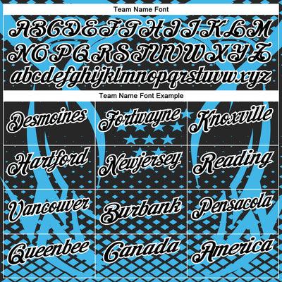 Custom Sky Blue Black-White 3D Pattern Design Star And Geometric Shapes Performance Polo Shirt