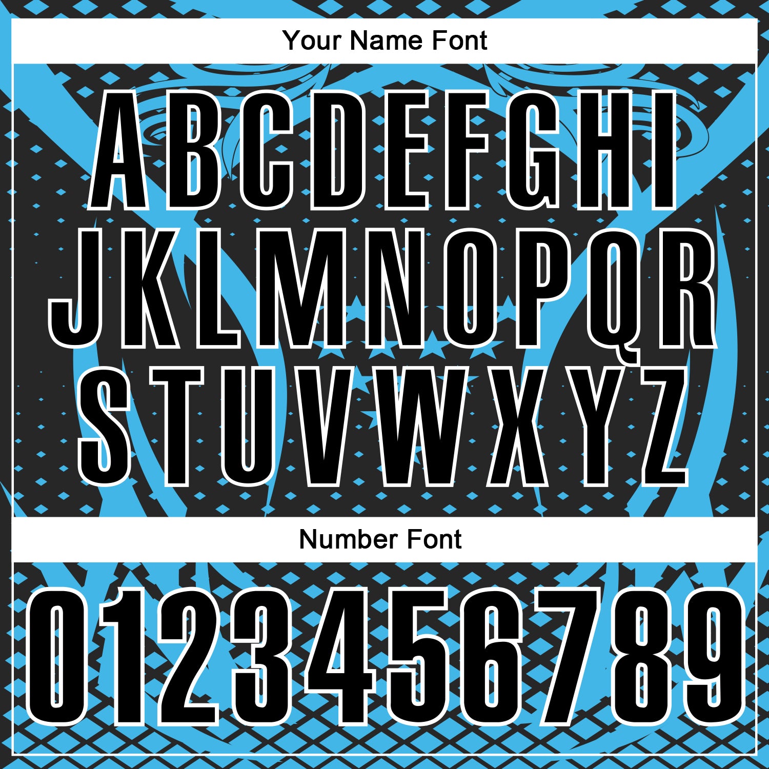 Custom Sky Blue Black-White 3D Pattern Design Star And Geometric Shapes Performance Polo Shirt