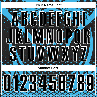 Custom Sky Blue Black-White 3D Pattern Design Star And Geometric Shapes Performance Polo Shirt