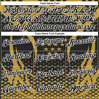 Custom Old Gold Black-White 3D Pattern Design Star And Geometric Shapes Performance Polo Shirt