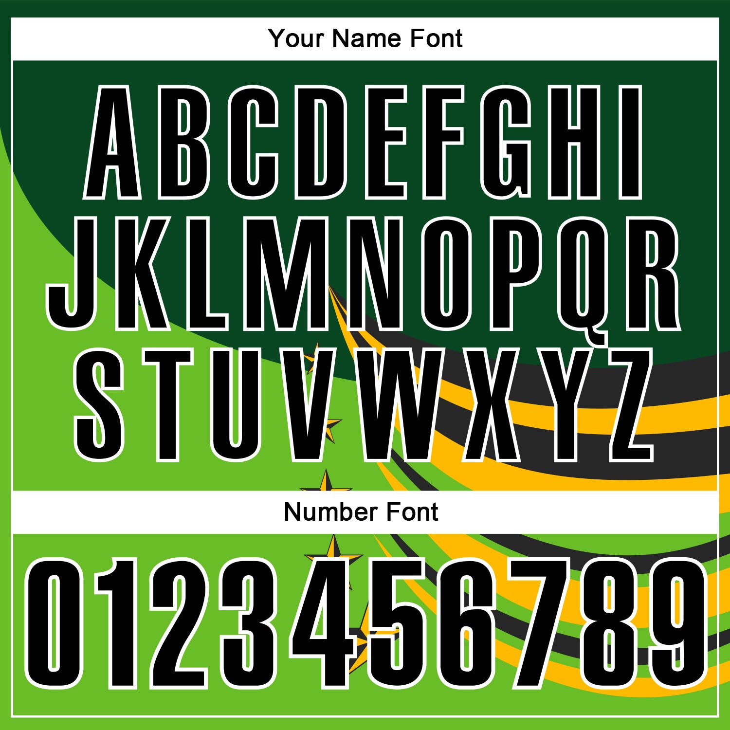 Custom Green Black Gold-White 3D Pattern Design Star Performance Polo Shirt