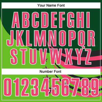 Custom Green Neon Pink Black-White 3D Pattern Design Star Performance Polo Shirt