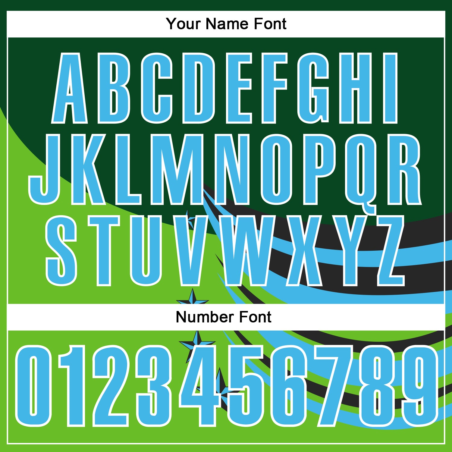 Custom Green Sky Blue Black-White 3D Pattern Design Star Performance Polo Shirt