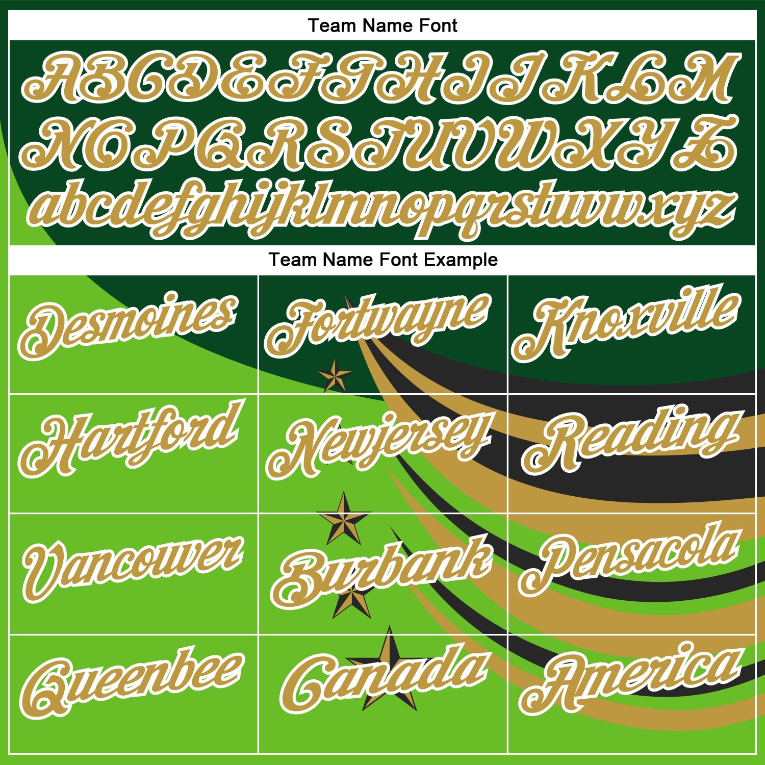 Custom Green Old Gold Black-White 3D Pattern Design Star Performance Polo Shirt