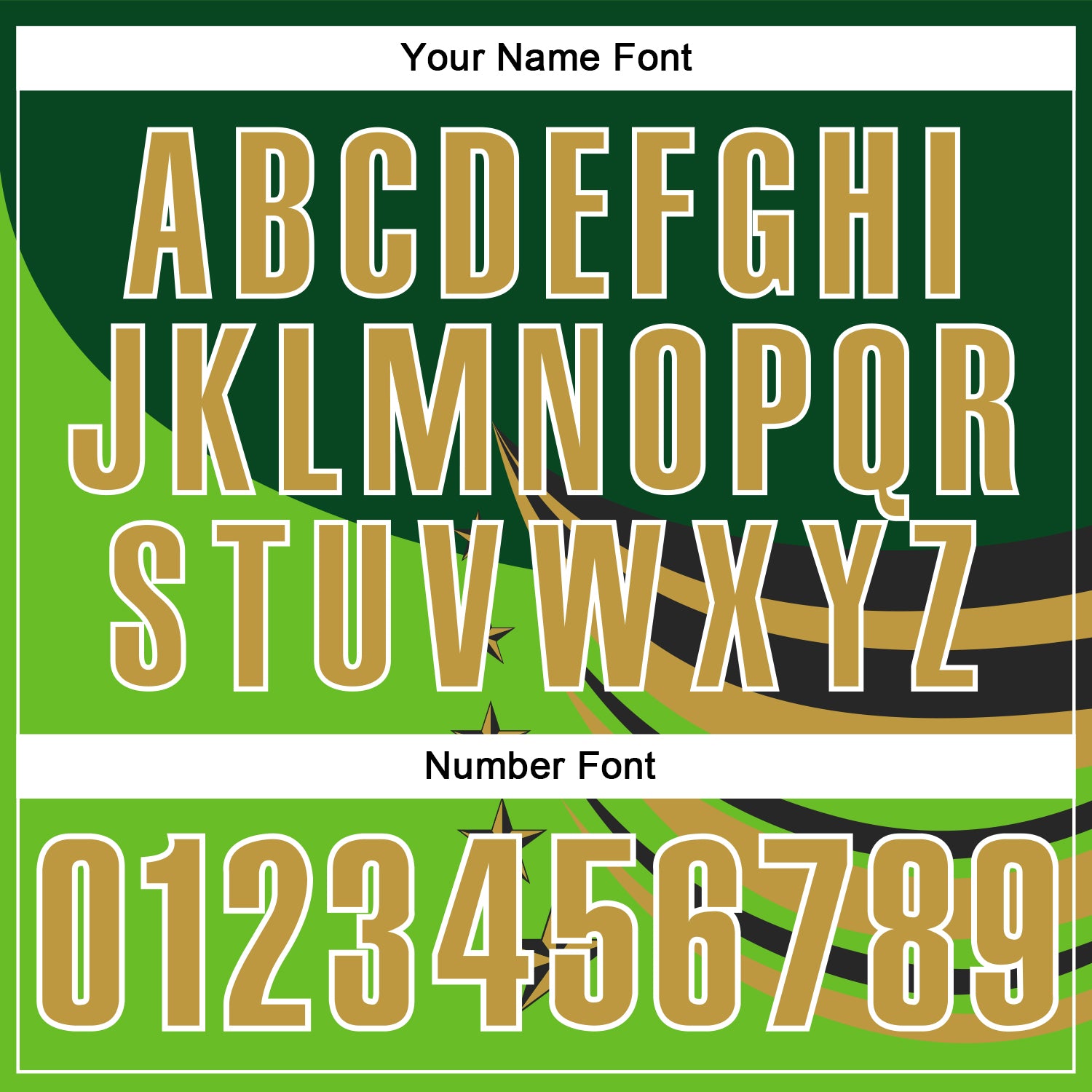 Custom Green Old Gold Black-White 3D Pattern Design Star Performance Polo Shirt