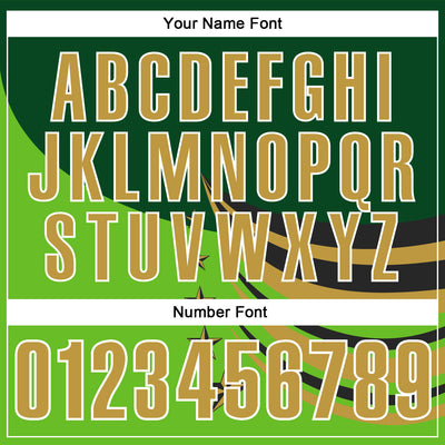 Custom Green Old Gold Black-White 3D Pattern Design Star Performance Polo Shirt