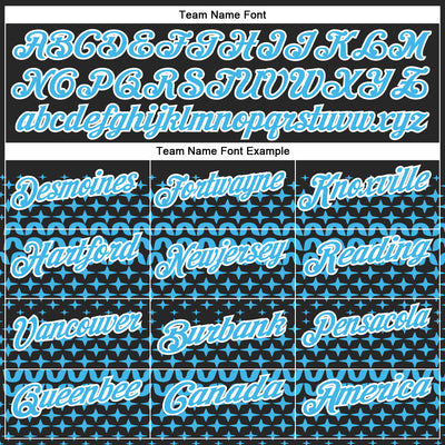 Custom Black Sky Blue-White 3D Pattern Design Star Performance Polo Shirt