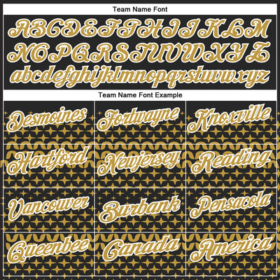 Custom Black Old Gold-White 3D Pattern Design Star Performance Polo Shirt