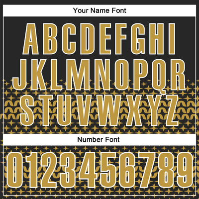 Custom Black Old Gold-White 3D Pattern Design Star Performance Polo Shirt