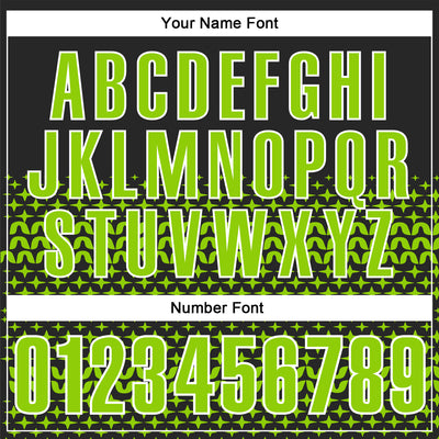 Custom Black Neon Green-White 3D Pattern Design Star Performance Polo Shirt