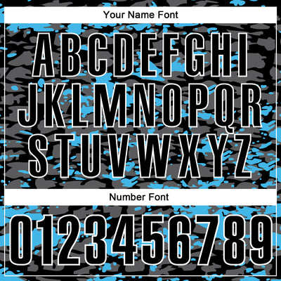 Custom Black Steel Gray Sky Blue-White 3D Pattern Design Splash Performance Polo Shirt