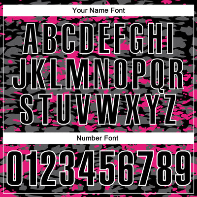 Custom Black Steel Gray Hot Pink-White 3D Pattern Design Splash Performance Polo Shirt