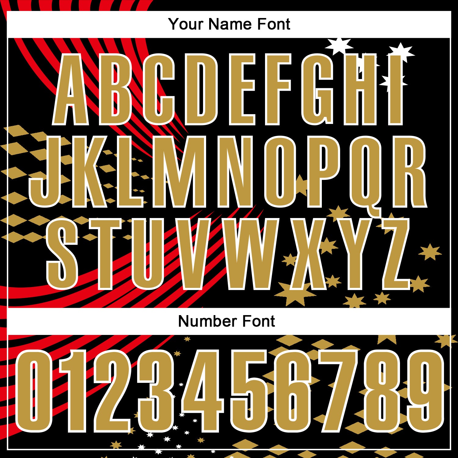 Custom Black Old Gold Fire Red-White 3D Pattern Design Star And Geometric Shapes Performance Polo Shirt