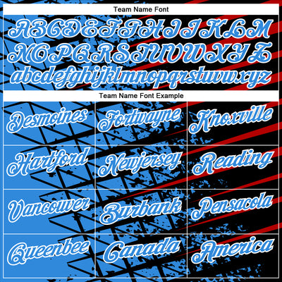 Custom Black Powder Blue Red-White 3D Pattern Design Grid And Fragment Art Performance Polo Shirt