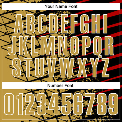 Custom Black Old Gold Red-White 3D Pattern Design Grid And Fragment Art Performance Polo Shirt