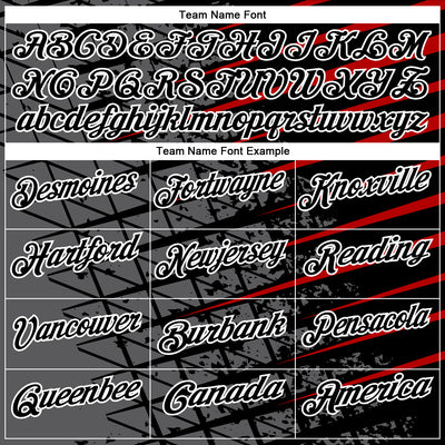 Custom Black Steel Gray Red-White 3D Pattern Design Grid And Fragment Art Performance Polo Shirt